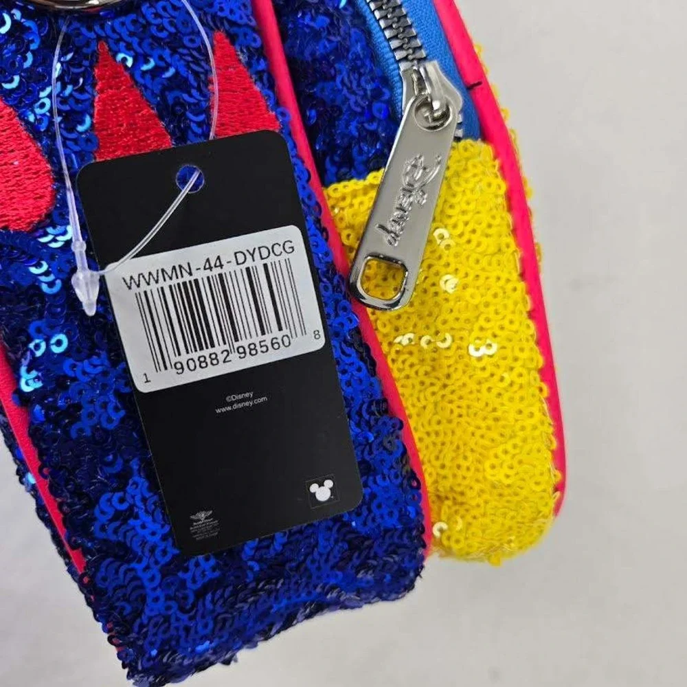 Disney Snow White Sequin Mini Backpack Bag‎ Blue Yellow Red Apple Charm NWT BD
